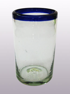 Sale Items / Cobalt Blue Rim drinking glasses  / These handcrafted glasses deliver a classic touch to your favorite drink.<br>1-Year Product Replacement in case of defects (glasses broken in dishwasher is considered a defect).<br>WARNING: Avoid buying Counterfeit Products; MexHandcraftDotCom is the only one authorized to sell authentic MexHandcraft products.
